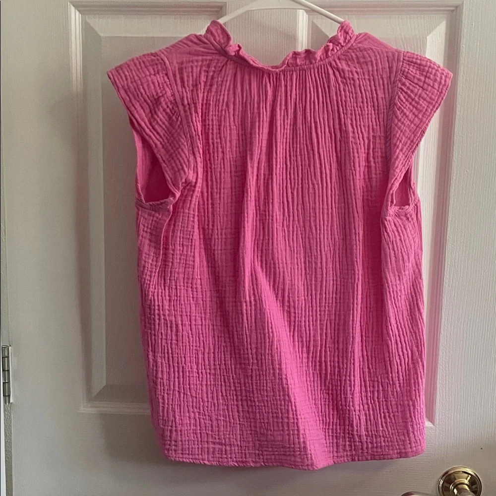 Pink Fuchsia Textured Cap Sleeve top soft size S - Picture 4 of 6